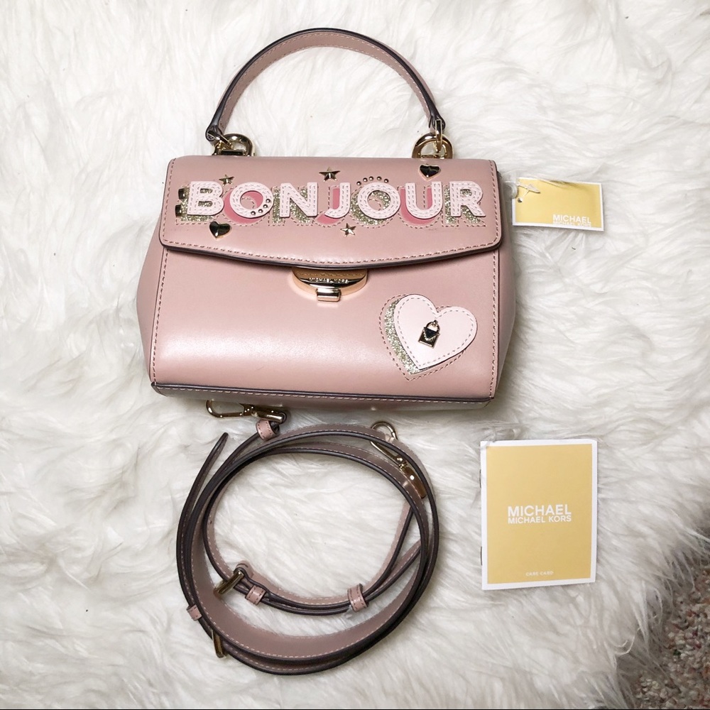 Brand new Michael kors text polished crossbody bag
